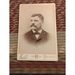 Antique Cabinet Card Photo Victorian Portrait Gentleman H.H. Hill Hamilton NY